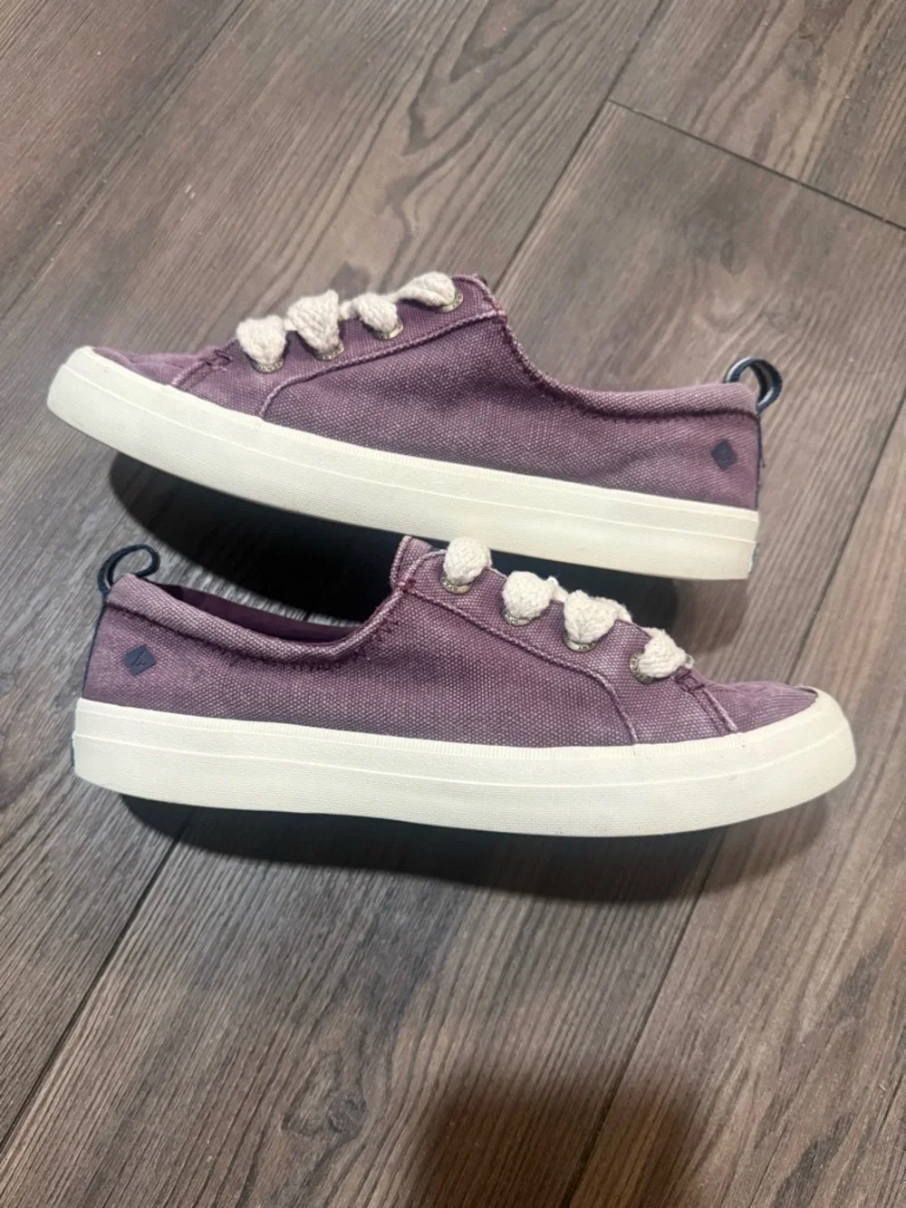 Sperry Crest Vibe Chunky Lace Sneakers Womens 7.5 Purple Plum Canvas Casual